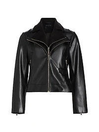 Malinda Faux Leather & Suede Moto Jacket