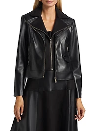 Malinda Faux Leather & Suede Moto Jacket