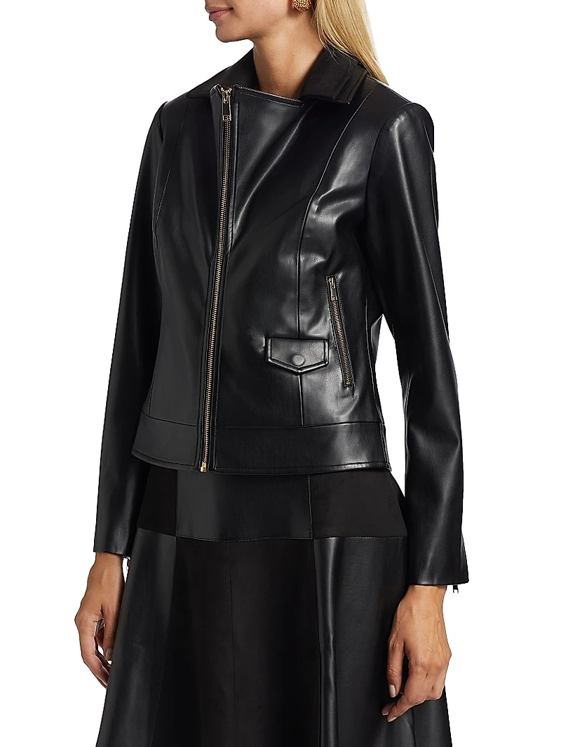 Malinda Faux Leather & Suede Moto Jacket