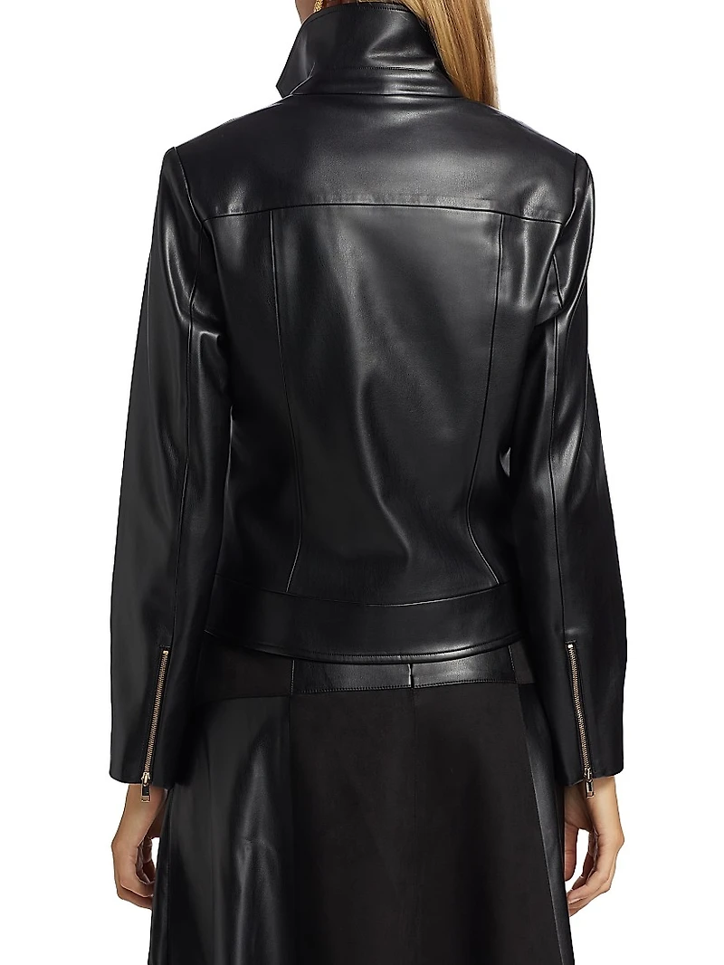Malinda Faux Leather & Suede Moto Jacket