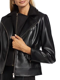 Malinda Faux Leather & Suede Moto Jacket