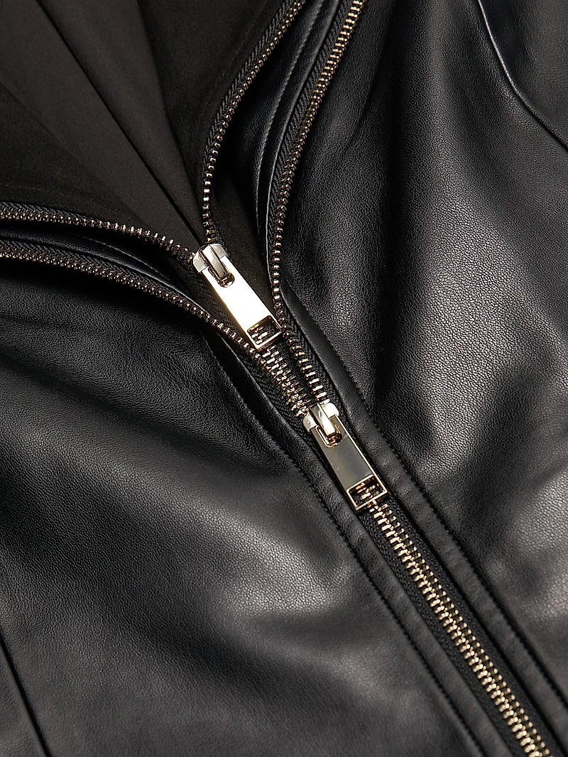 Malinda Faux Leather & Suede Moto Jacket