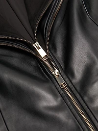 Malinda Faux Leather & Suede Moto Jacket