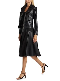 Malinda Faux Leather & Suede Moto Jacket