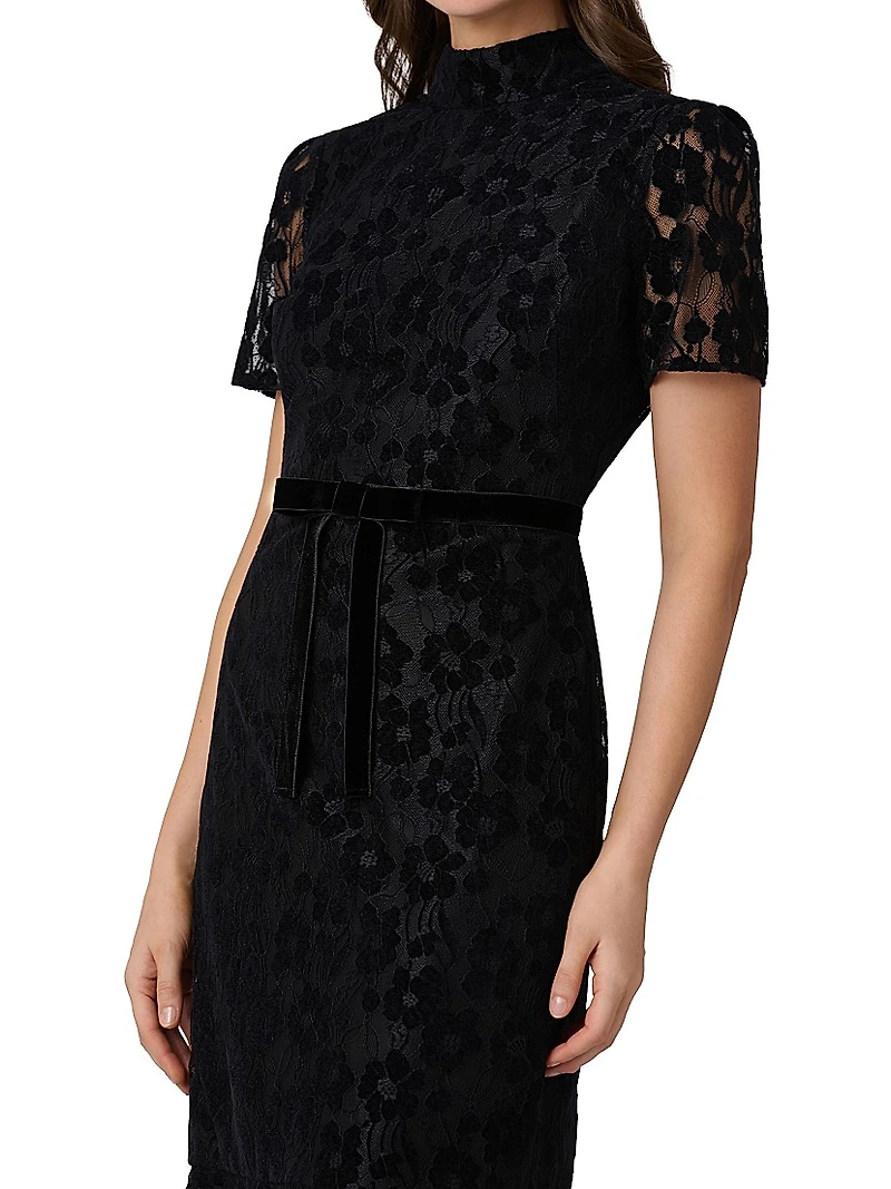 Pierre Lace Fit-And-Flare Midi-Dress