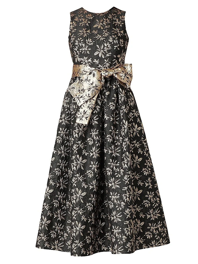 Serra Metallic Jacquard Sleeveless Midi-Dress