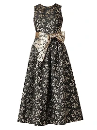 Serra Metallic Jacquard Sleeveless Midi-Dress