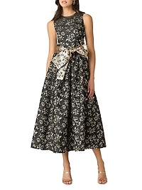 Serra Metallic Jacquard Sleeveless Midi-Dress