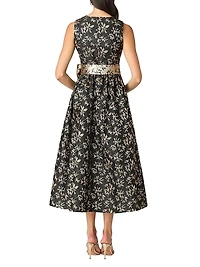 Serra Metallic Jacquard Sleeveless Midi-Dress