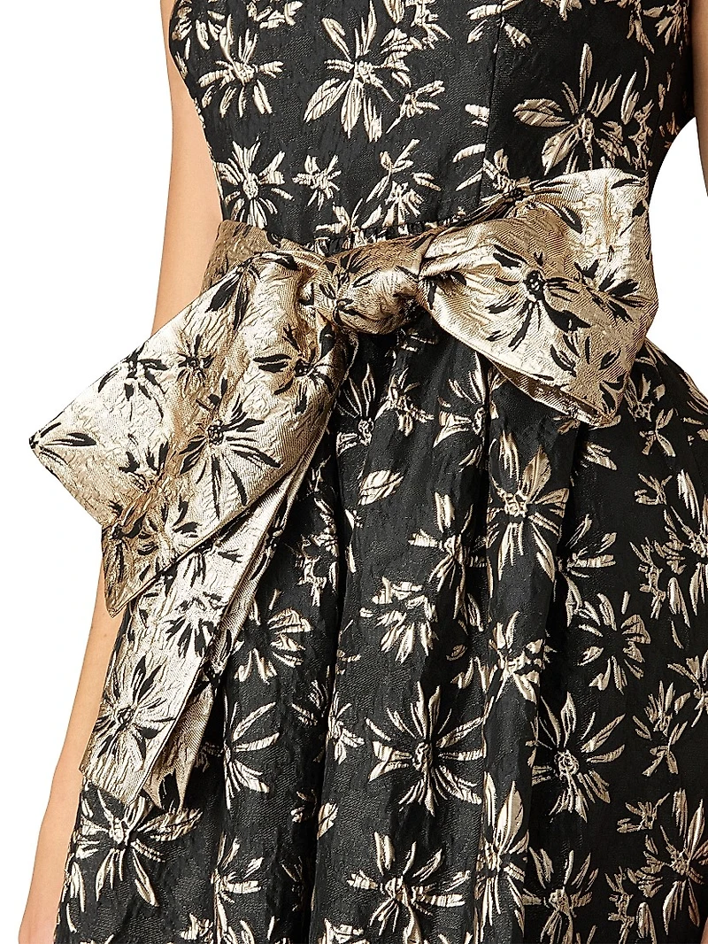 Serra Metallic Jacquard Sleeveless Midi-Dress