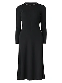 Moore Crystal-Embellished Rib-Knit A-Line Midi-Dress