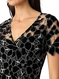 Fiona Floral Lace Short-Sleeve Gown