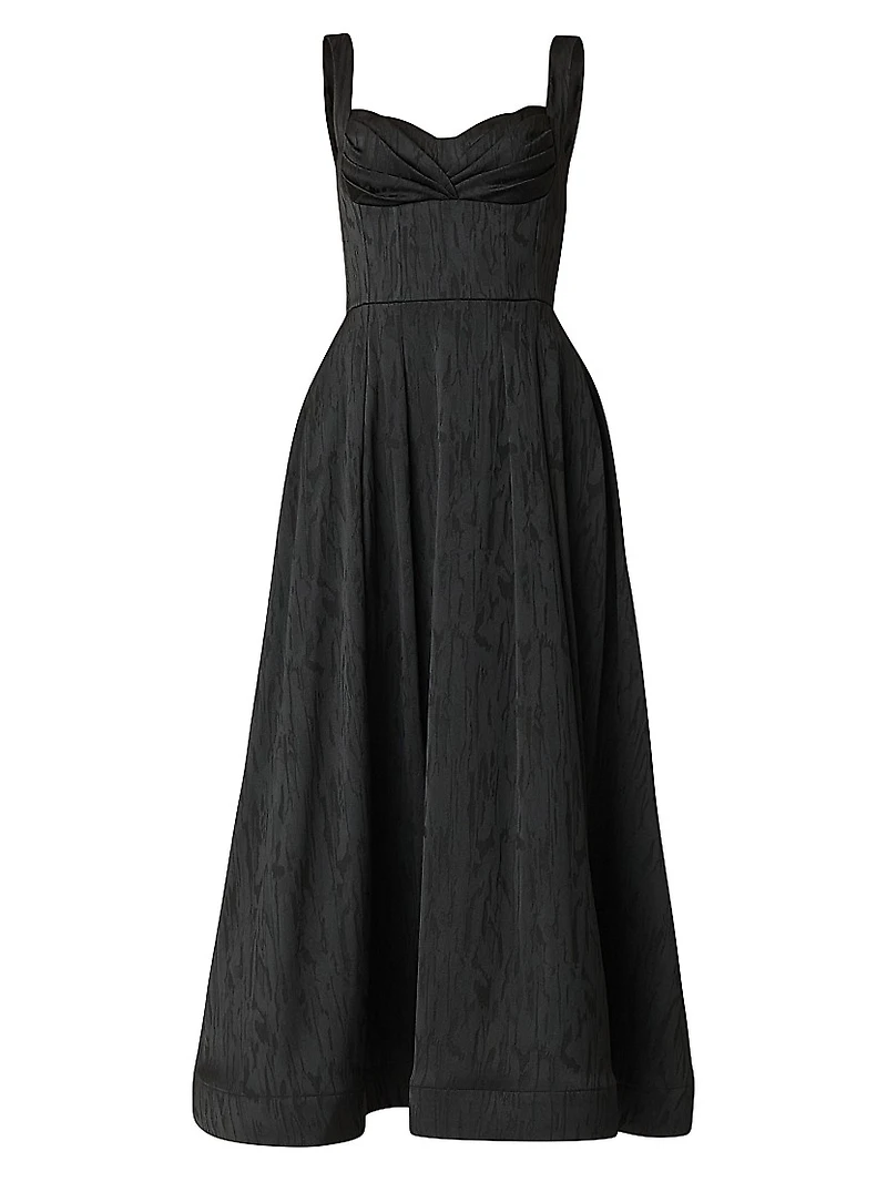 Ophelia Jacquard Sweetheart Midi-Dress