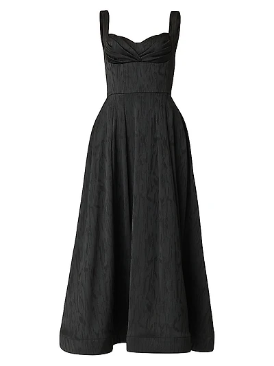 Ophelia Jacquard Sweetheart Midi-Dress