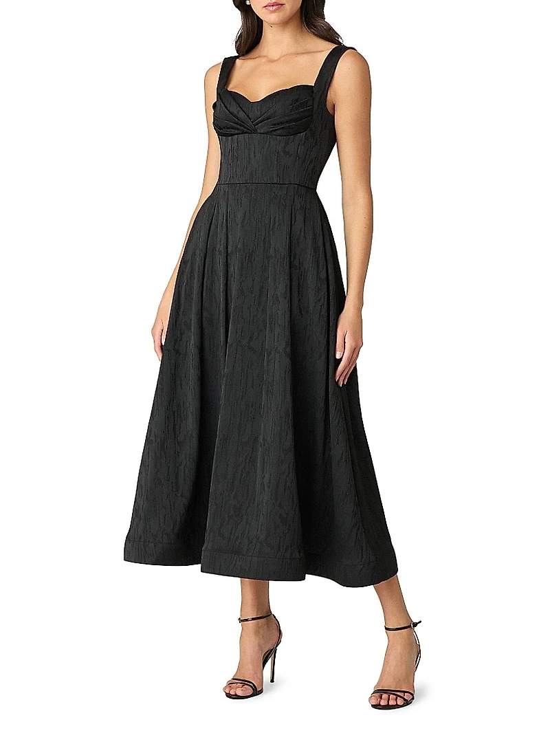 Ophelia Jacquard Sweetheart Midi-Dress