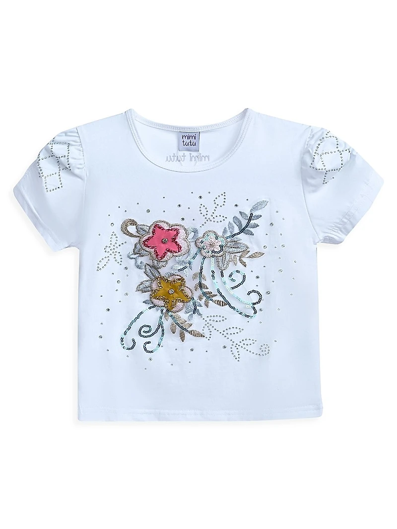 Little Girl's & Flora Flowers Skirt Outfit