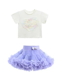 Little Girl's & Briona Heart Skirt Outfit