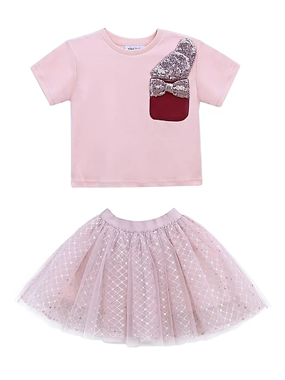 Little Girl's & Glimmer Applique Outfit