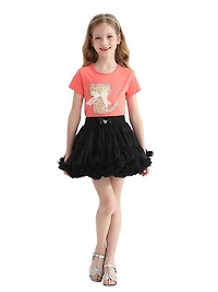 Little Girl's & Leslie Cat Skirt Outfit
