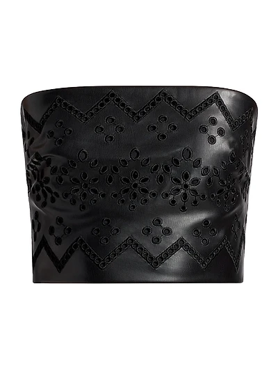 Lois Eyelet Embroidered Faux Leather Top