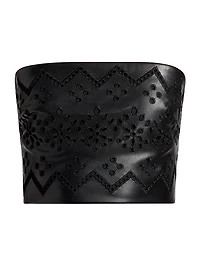 Lois Eyelet Embroidered Faux Leather Top