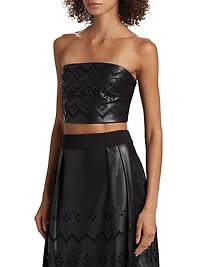 Lois Eyelet Embroidered Faux Leather Top