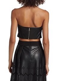 Lois Eyelet Embroidered Faux Leather Top