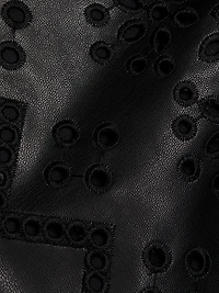 Lois Eyelet Embroidered Faux Leather Top