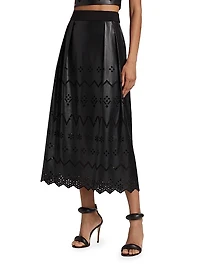 Jolene Eyelet Embroidered Faux Leather Skirt