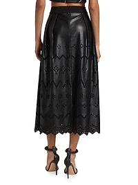 Jolene Eyelet Embroidered Faux Leather Skirt