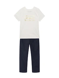 Baby Girl's, Little Girl's & Foil Logo Stamp T-Shirt