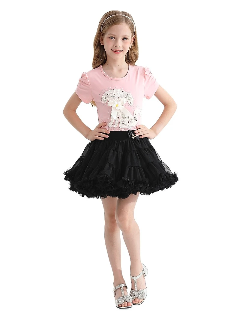 Little Girl's & Janis Puppy Skirt Outfit