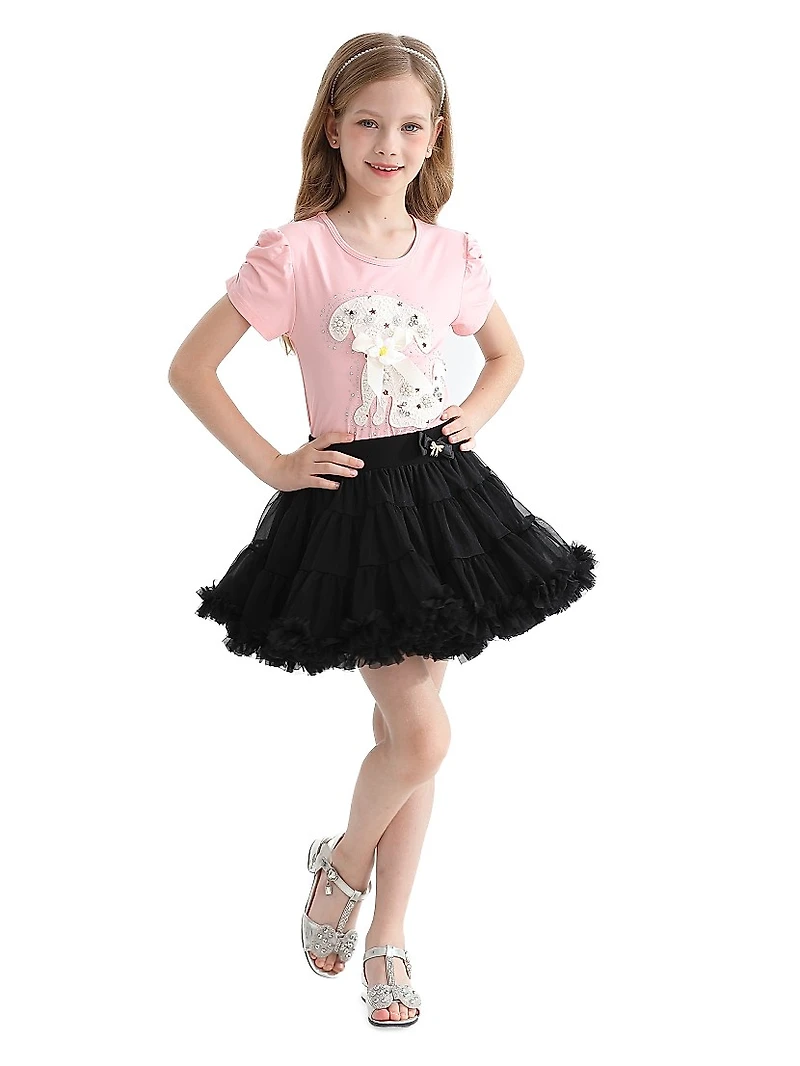 Little Girl's & Janis Puppy Skirt Outfit