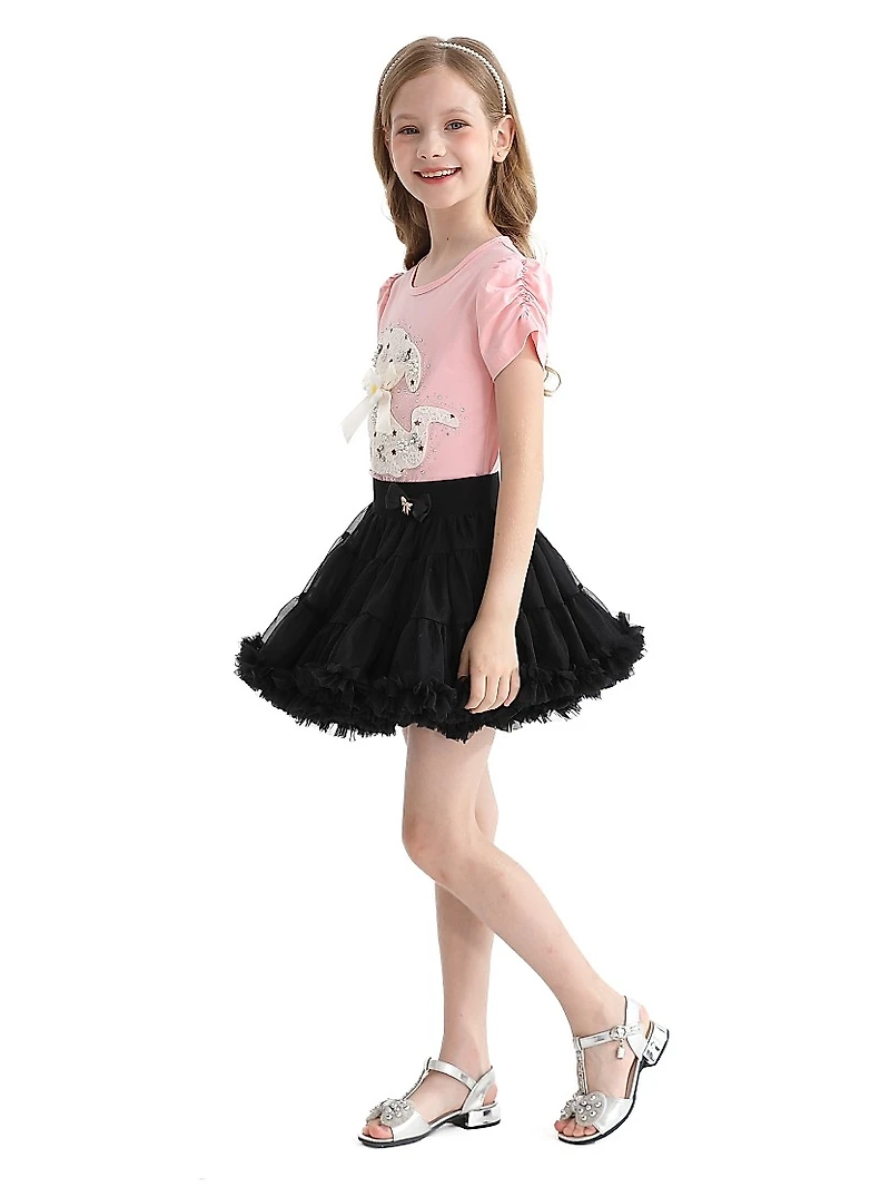 Little Girl's & Janis Puppy Skirt Outfit