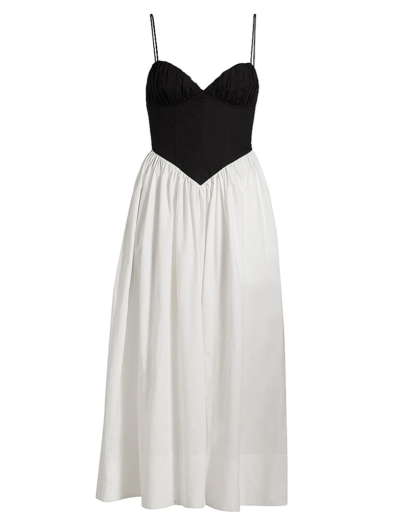 Carmine Cotton Fit & Flare Midi-Dress