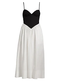 Carmine Cotton Fit & Flare Midi-Dress