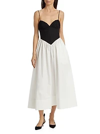 Carmine Cotton Fit & Flare Midi-Dress