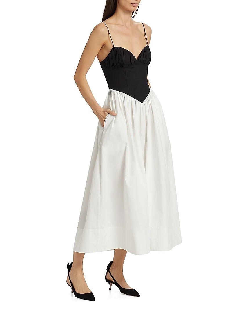 Carmine Cotton Fit & Flare Midi-Dress