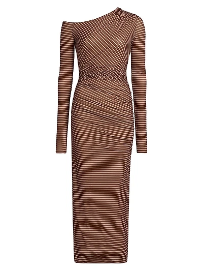 Annamaria Striped One-Shoulder Dress
