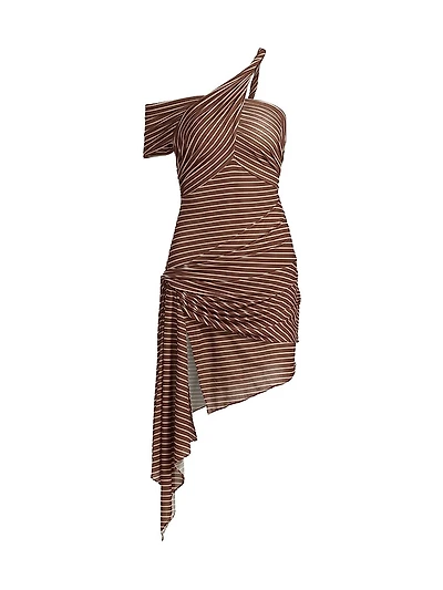 Izel Stripe Draped Minidress