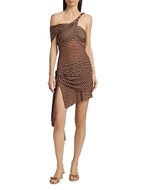Izel Stripe Draped Minidress