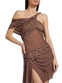 Izel Stripe Draped Minidress
