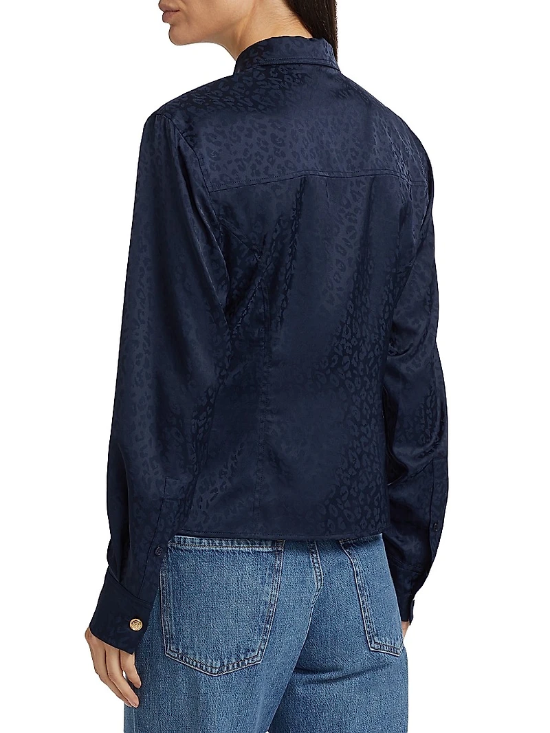 Orion Tonal Leopard Print Long-Sleeve Shirt
