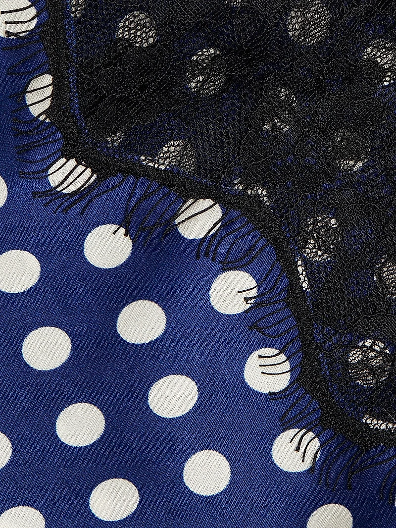 Cleo Lace-Trimmed Polka Dot Silk Minidress
