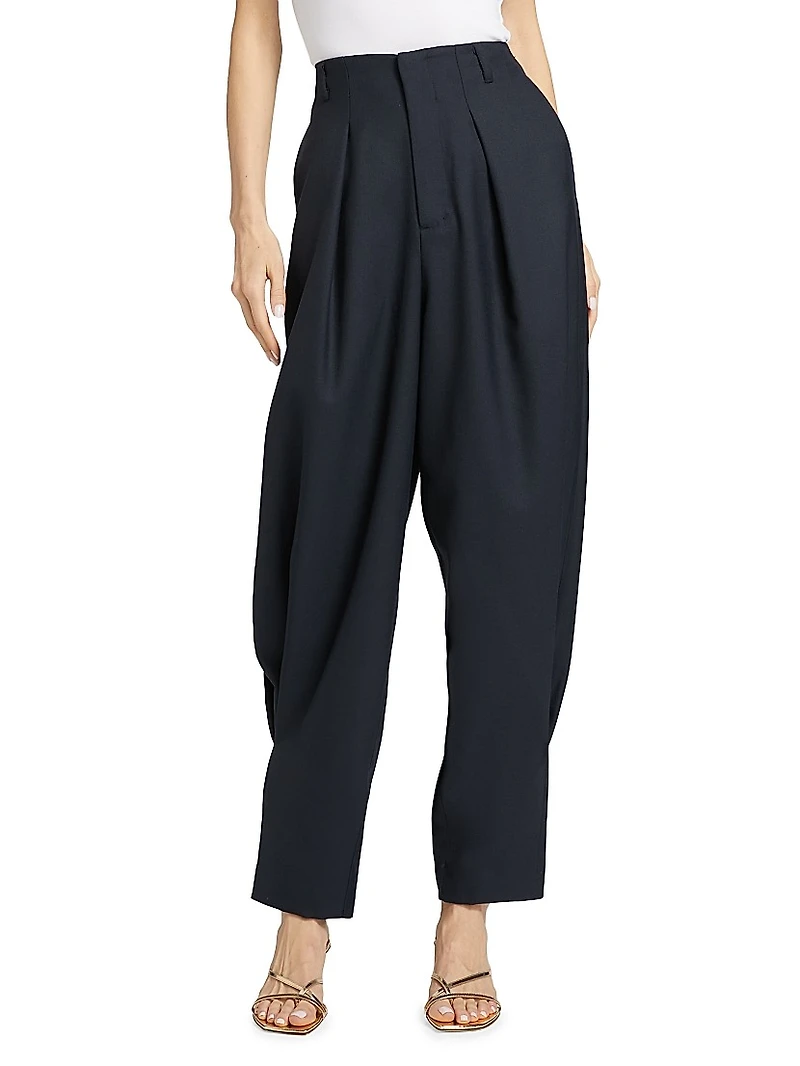 Juniper Pleated Barrel-Leg Pants