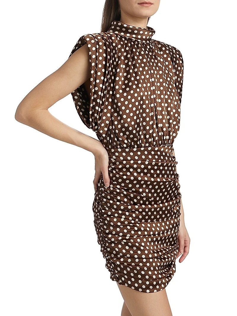 Antares Polka Dot Stretch Silk Minidress