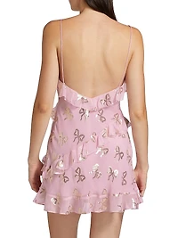 Lomina Bow Ruffle Chiffon Minidress