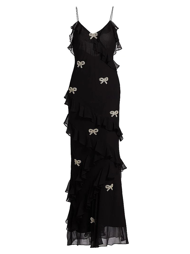 Crystal Bow Rialto Silk Dress