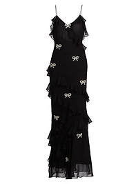 Crystal Bow Rialto Silk Dress