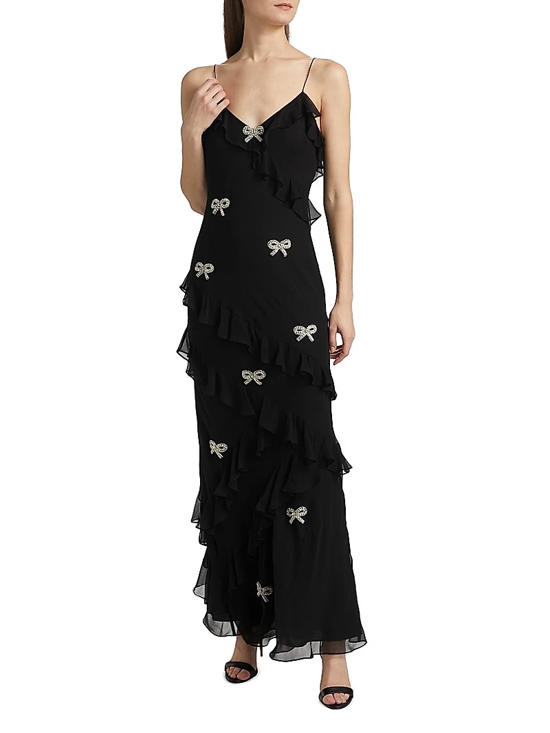 Crystal Bow Rialto Silk Dress